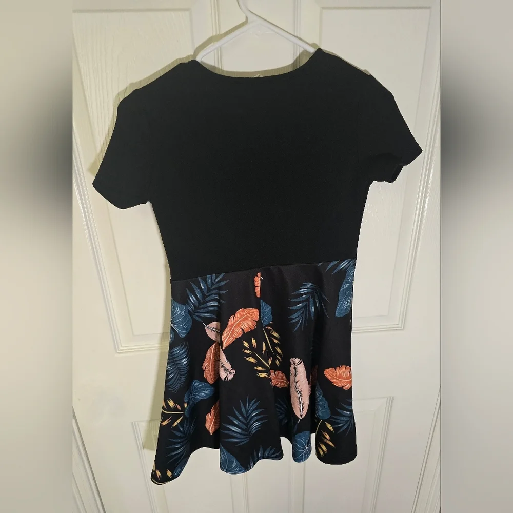 Shein Girls Black Tropical Casual Dress 11Y